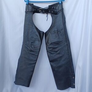Hudson Leather Black Leather Chaps Size XS